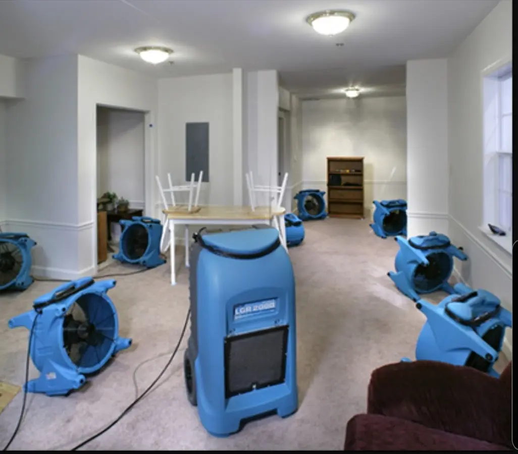 Air movers and dehumidifier setup for Water Extraction & Removal in Bellmead